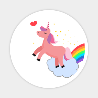 Cute Pink Unicorn & Rainbow Magnet